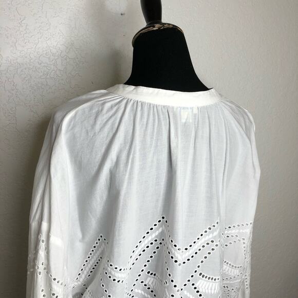 Sundance white geometric eyelet popover tunic top size Large - Picture 13 of 16